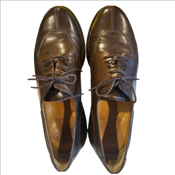 Santoni Nuvola Vintage Leather Derby Laceup Shoes Size 9.5